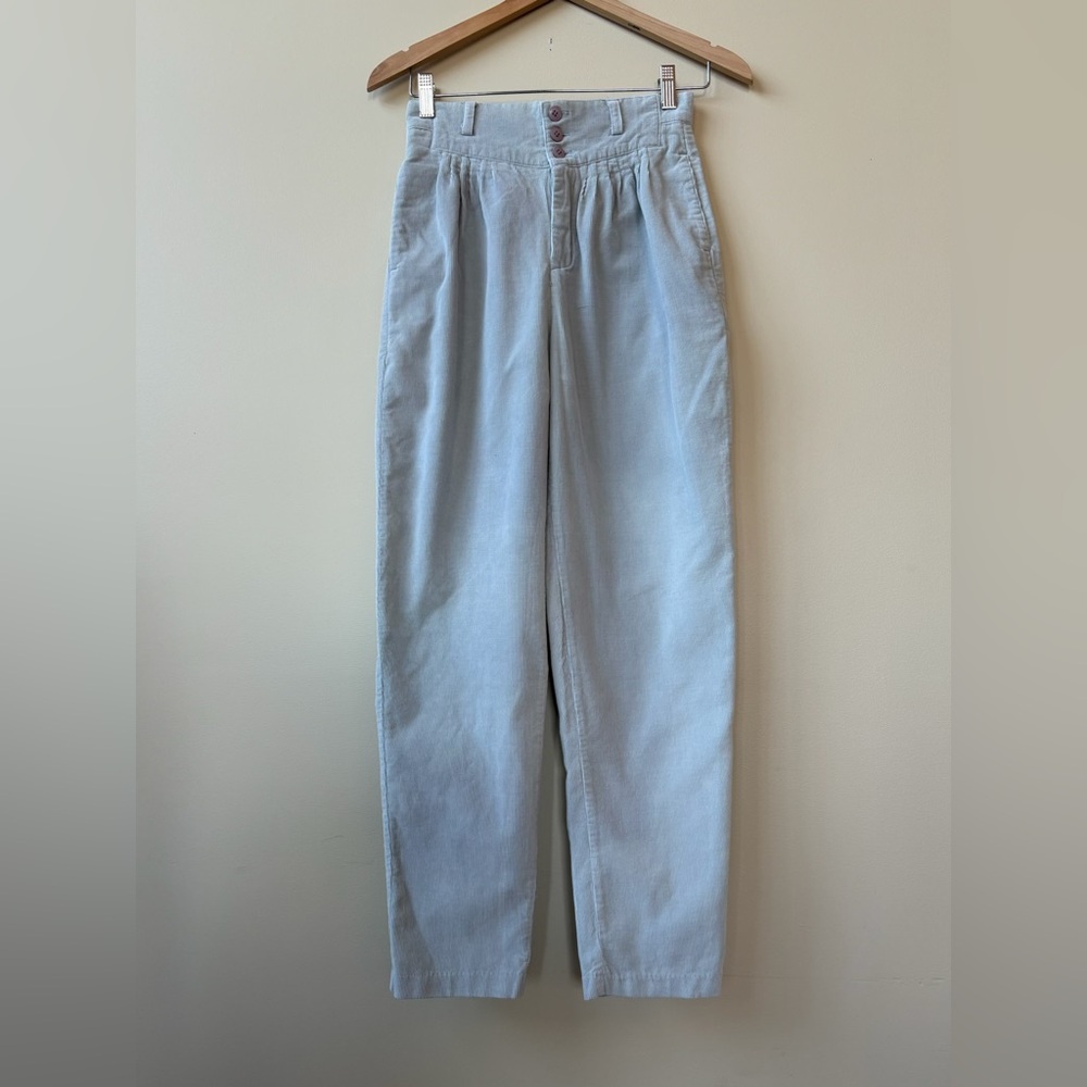 Corduroy Straight Leg Pants - Light Gray - Vintage